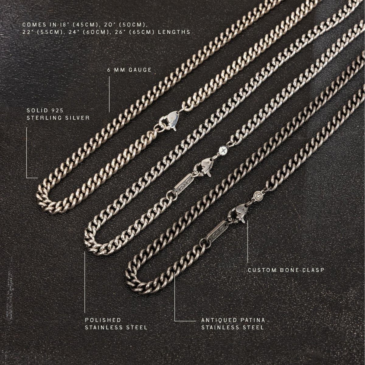 Curb Chain x 6mm x Antiqued