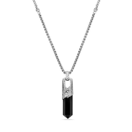 Sterling Silver and Black onyx pendant necklace for men