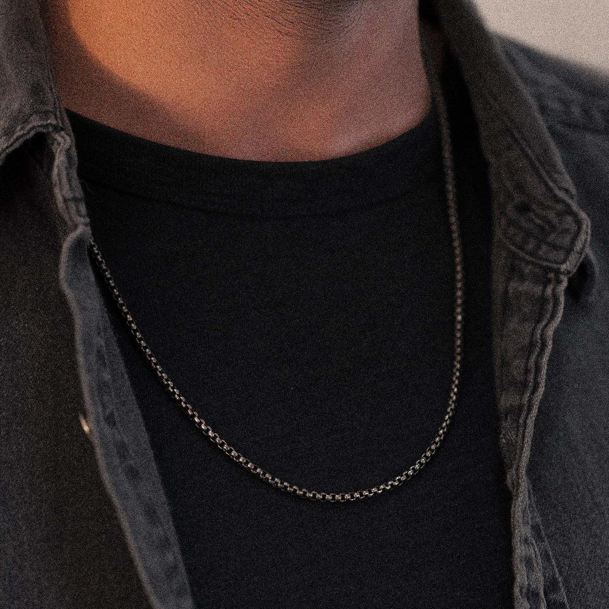rounded box chain necklace for men
